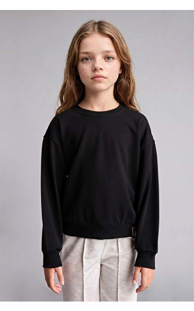 DeFacto Okula Dönüş Relax Fıt Bisiklet Yaka Sweatshirt Kız Çocuk