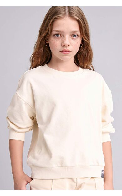 DeFacto Okula Dönüş Relax Fıt Bisiklet Yaka Sweatshirt Kız Çocuk