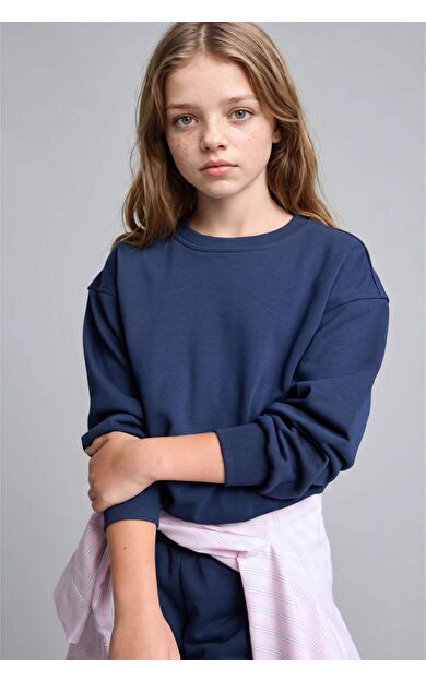 DeFacto Okula Dönüş Relax Fıt Bisiklet Yaka Sweatshirt Kız Çocuk