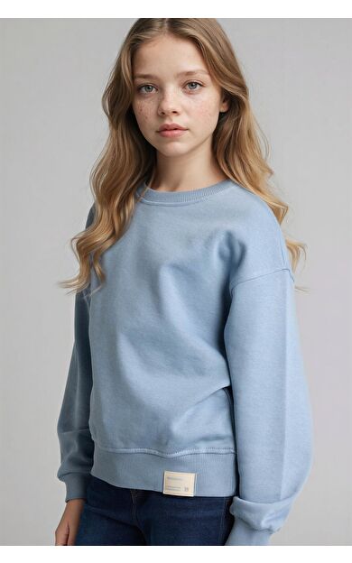 DeFacto Relax Fıt Bisiklet Yaka Slogan Baskılı Sweatshirt Kız Çocuk