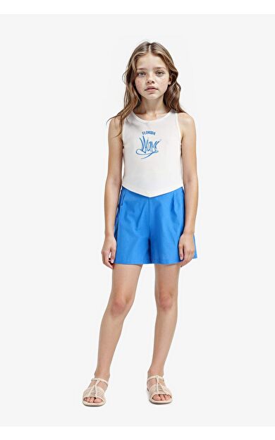 DeFacto Kız Çocuk 2'li Takım Baskılı Atlet Keten Görünümlü Şort