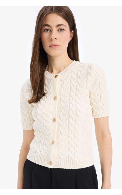 DeFacto Regular Fit Bisiklet Yaka Triko Kısa Kollu Hırka E6882AX25SMER105