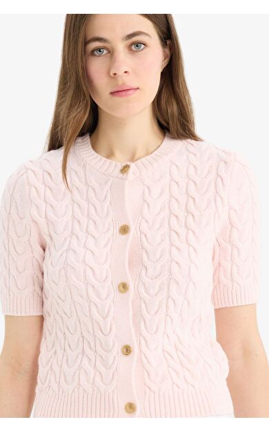 DeFacto Regular Fit Bisiklet Yaka Triko Kısa Kollu Hırka E6882AX25SMPN645