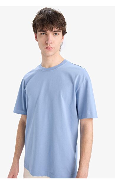 DeFacto Oversize Geniş Kalıp Bisiklet Yaka Kısa Kollu Tişört E6885AXNSBE797