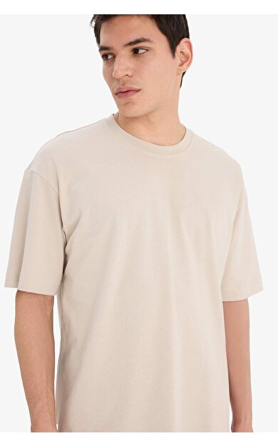 DeFacto Oversize Geniş Kalıp Bisiklet Yaka Kısa Kollu Tişört E6885AXNSBG106