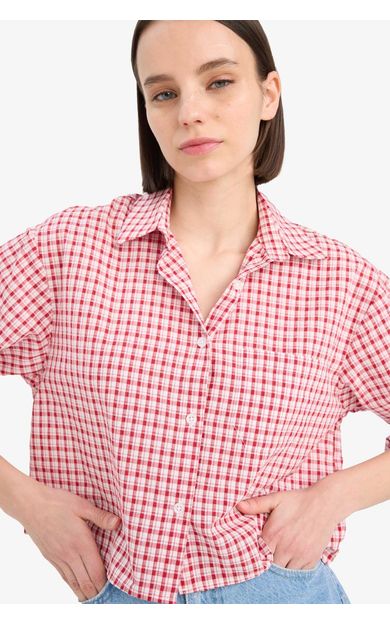 DeFacto Coool Oversize Geniş Kalıp Pötikareli Uzun Kollu Gömlek