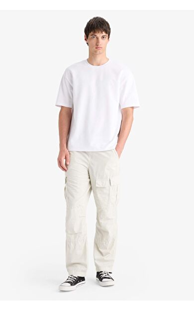 DeFacto Bol Rahat Kesim Wide Leg Kargo Cepli Geniş Paça Pamuklu Yazlık Pantolon E6983AX25SPGR503