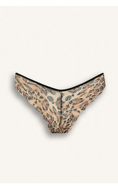 DeFacto Fall in Love Leopar Desenli Dantelli Brazilian Külot