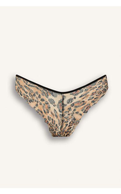 Fall in Love Leopar Desenli Dantelli Brazilian Külot