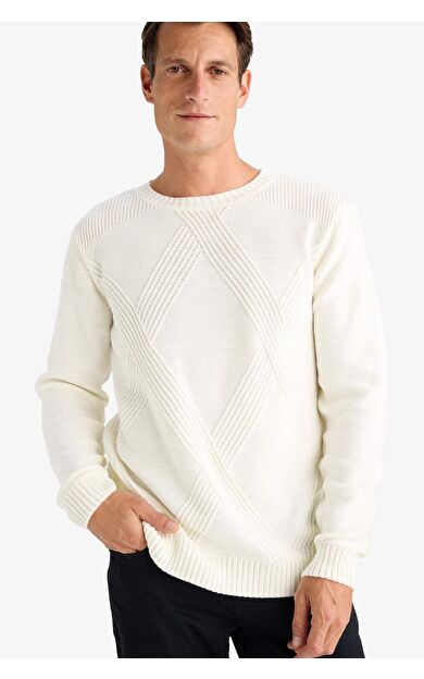 DeFacto Standart Fit Bisiklet Yaka Triko Kazak E6990AX24WNER100