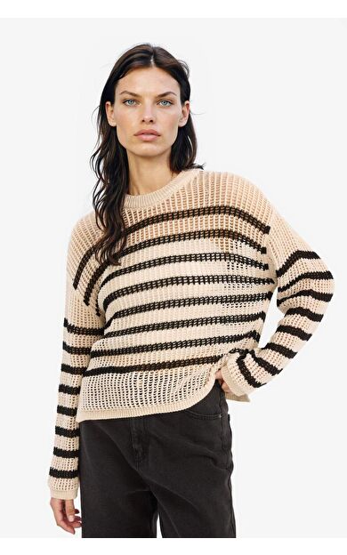 DeFacto Regular Fit Bisiklet Yaka Çizgili Triko Kazak E6994AX25SMER105