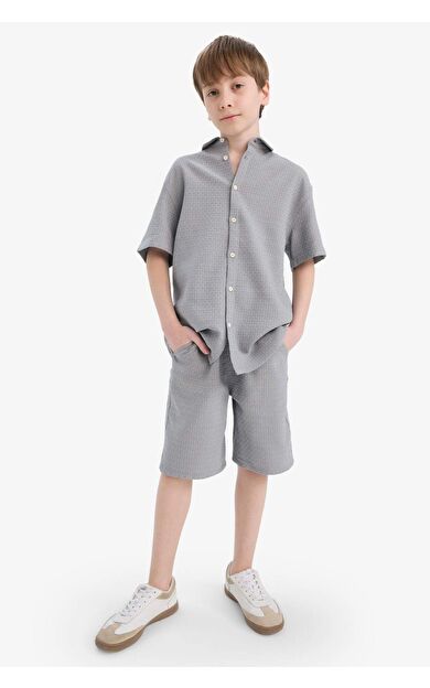 DeFacto Erkek Çocuk Regular Fit Dokulu Şort