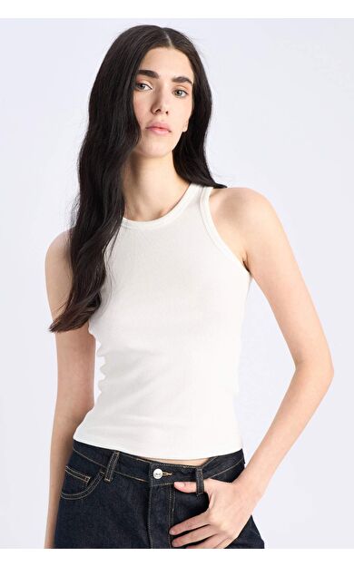 DeFacto Slim Fit Dar Kesim Halter Yaka Fitilli Kaşkorse Atlet E7019AX25SPER105