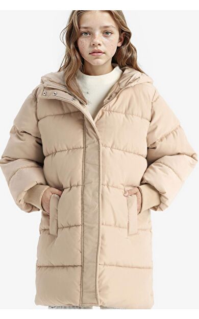 Kız Çocuk Su İtici Kapüşonlu Fermuarlı Parka E7031A825AUBG123