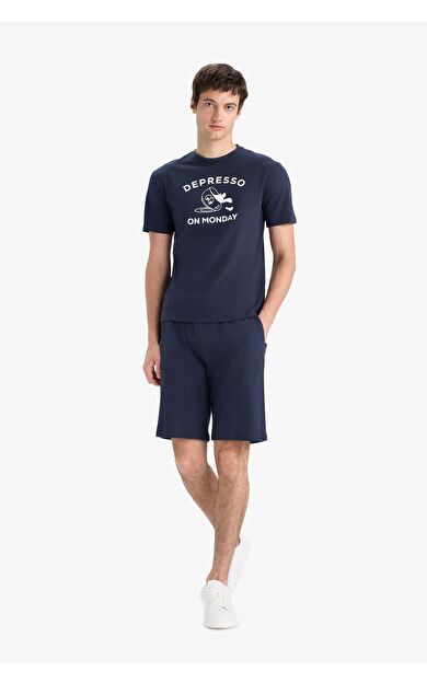 DeFacto Regular Fit Pijama Takımı Baskılı Kısa Kollu Üst Şort