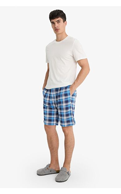 DeFacto Regular Fit Kareli Cepli Şort Pijama Altı
