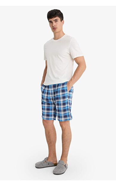 DeFacto Regular Fit Kareli Cepli Şort Pijama Altı