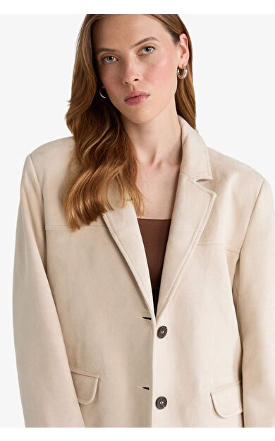 Regular Fit Ceket Yaka Süet Blazer Ceket