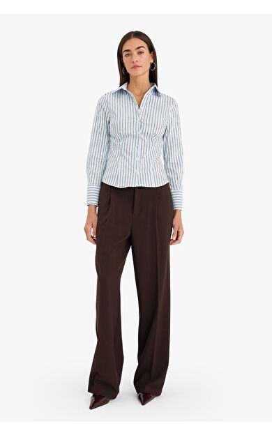 DeFacto Straight Fit Fermuarlı Yüksek Bel Standart Boy Pantolon