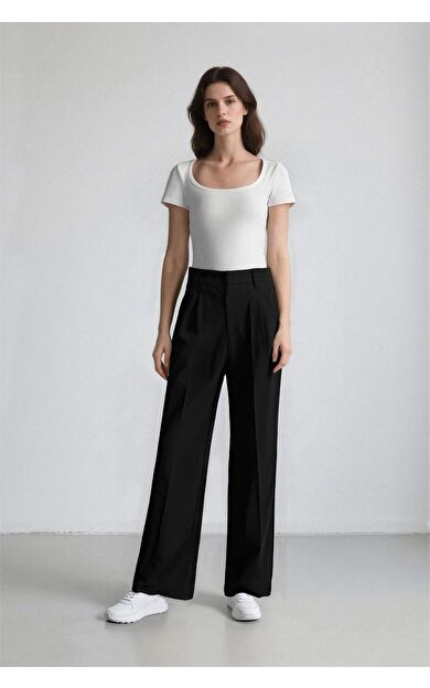 DeFacto Wide Leg Kumaş Pantolon Normal Bel Geniş Paça