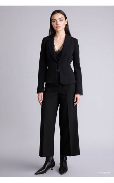 DeFacto Culotte Yüksek Bel Düz Paça Pantolon Siyah E7242AX26SPBK81