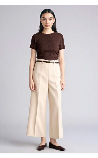 Culotte Yüksek Bel Düz Paça Pantolon