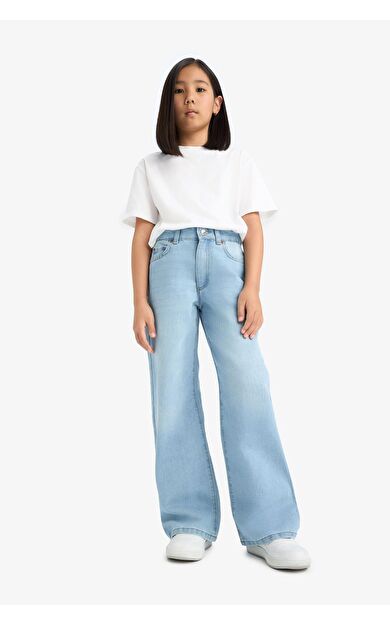 DeFacto Kız Çocuk Straight Wide Standart Paça Jean Pantolon