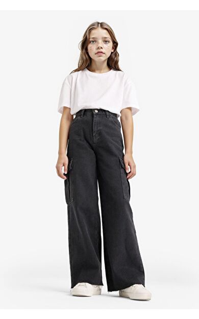 DeFacto Kız Çocuk Wide Leg Kargo Geniş Paça Jean Pantolon E7323A825AUNM36