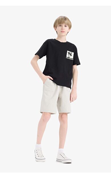 DeFacto Erkek Çocuk Beli Lastikli Cepli Gabardin Şort