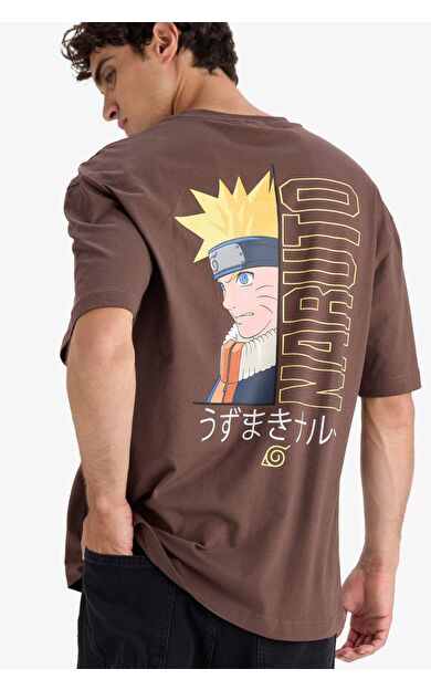 DeFacto Naruto Boxy Fit Bisiklet Yaka Baskılı Kısa Kollu Kısa Kollu Tişört