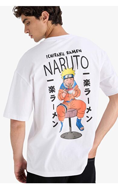 DeFacto Naruto Boxy Fit Bisiklet Yaka Sırt Baskılı Kısa Kollu Tişört