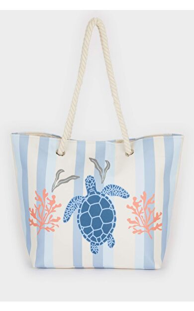 Kadın Kaplumbağ Desenli Plaj Çantası