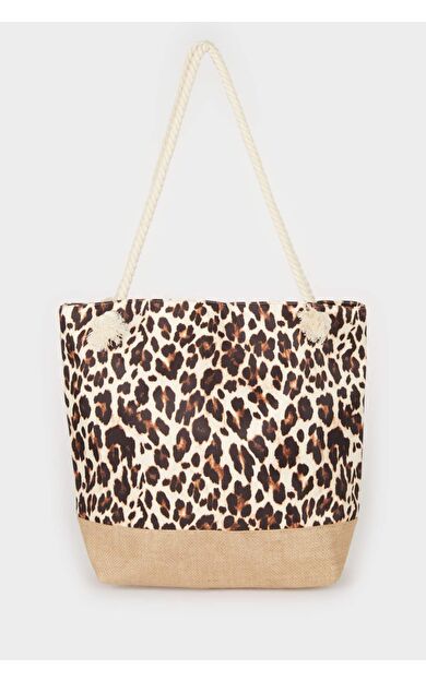 Kadın Leopar Desenli Plaj Çantası