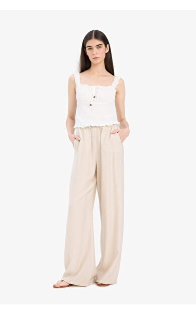 DeFacto Wide Leg Çift Cepli Yüksek Esnek Belli Geniş Paça Pantolon