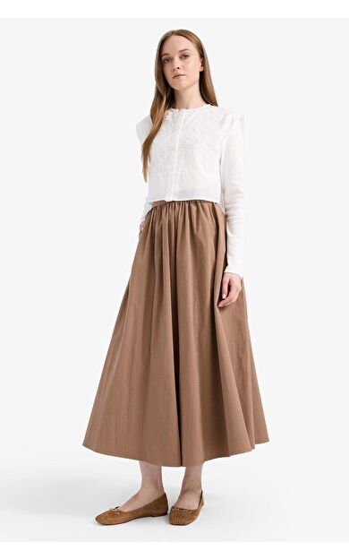 DeFacto A Kesim Poplin Maxi Etek E7453AX25SMBN589