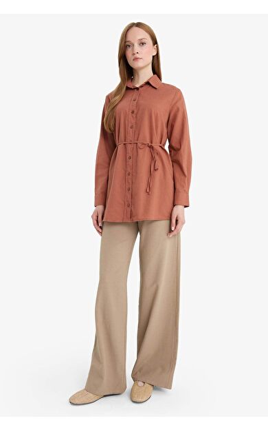 DeFacto Keten Karışımlı Wide Leg Geniş Paça Flamlı Pantolon E7480AX25SMBG404