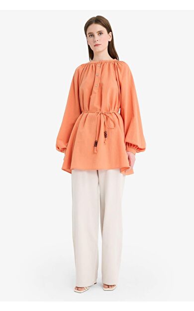 DeFacto Keten Karışımlı Wide Leg Geniş Paça Flamlı Pantolon E7480AX25SMGR342