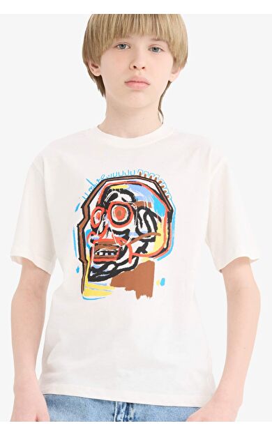 DeFacto Erkek Çocuk Bisiklet Yaka Baskılı Kısa Kollu Tişört E7496A825SMWT16