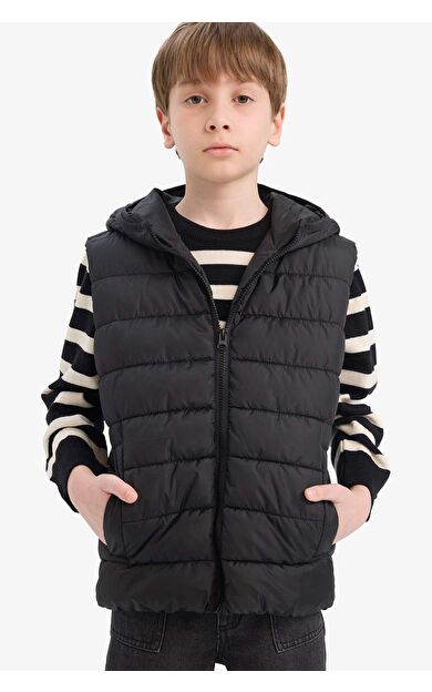 Erkek Çocuk Su İtici Kapüşonlu Fermuarlı Şişme Yelek