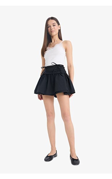 DeFacto Coool A Form Normal Bel Penye Astar Poplin Mini Etek
