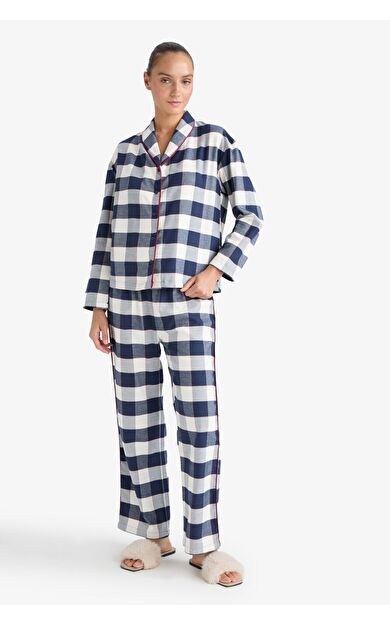 DeFacto Regular Fit Uzun Kollu 2'li Flanel Takım Fall in Love