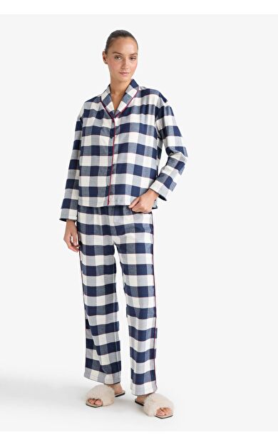 DeFacto Regular Fit Uzun Kollu 2'li Flanel Takım Fall in Love