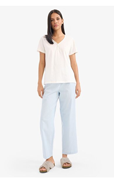 DeFacto Fall in Love Uzun Boy Poplin Pijama Alt