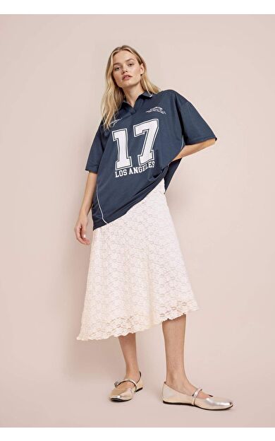 Coool A Form Normal Bel Penye Astar Dantel Midi Etek