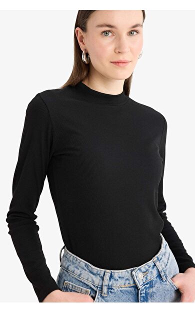 DeFacto Yarım Balıkçı Yaka Fitilli Kaşkorse Uzun Kollu Tunik