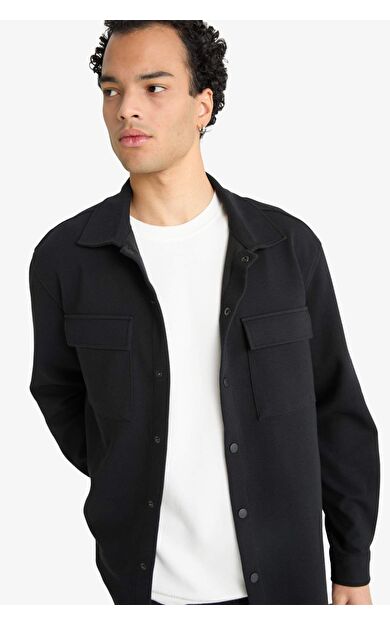 Regular Fit Twill Uzun Kollu Gömlek E7689AX25AUBK81