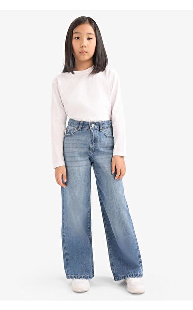 DeFacto Kız Çocuk Wide Leg Geniş Paça Jean Pantolon E7710A825AUNM28