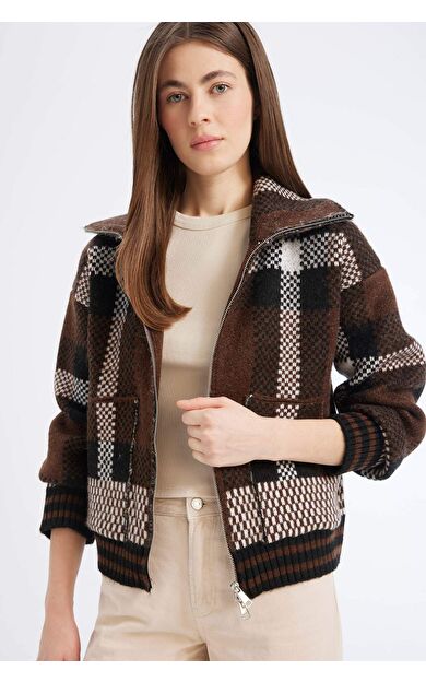 DeFacto Regular Fit Polo Yaka Kareli Hırka