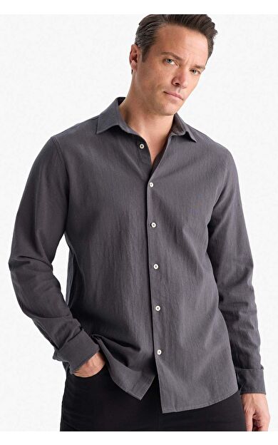 DeFacto Regular Fit Polo Yaka Pamuklu Uzun Kollu Gömlek E7741AX25AUAR9
