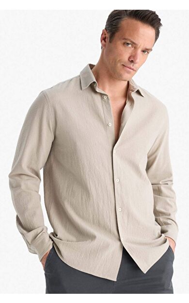 DeFacto Regular Fit Polo Yaka Pamuklu Uzun Kollu Gömlek E7741AX25AUKH475